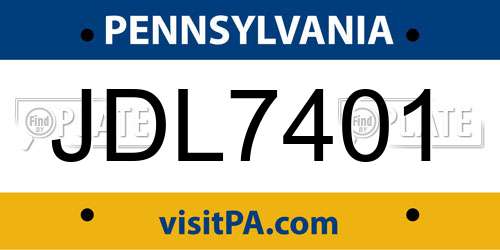 JDL7401 Pennsylvania License Plate