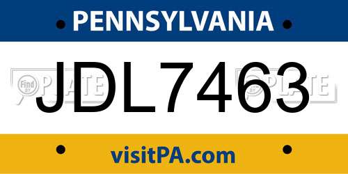 JDL7463 Pennsylvania License Plate