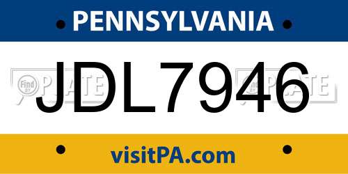 JDL7946 Pennsylvania License Plate