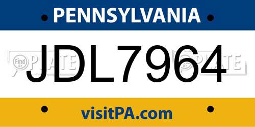 JDL7964 Pennsylvania License Plate