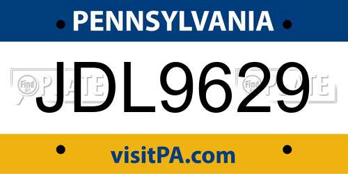 JDL9629 Pennsylvania License Plate