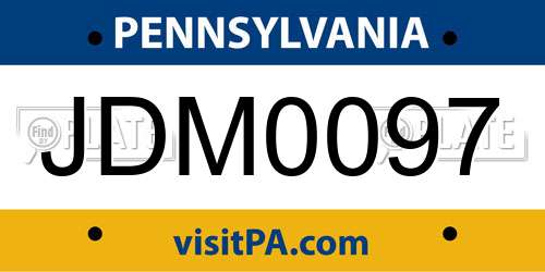 JDM0097 Pennsylvania License Plate