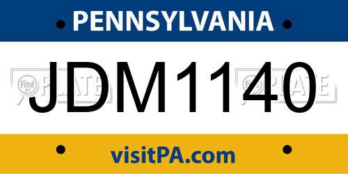 JDM1140 Pennsylvania License Plate