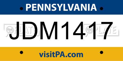 JDM1417 Pennsylvania License Plate