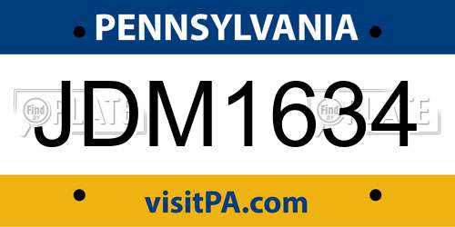 JDM1634 Pennsylvania License Plate