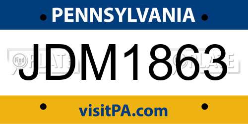 JDM1863 Pennsylvania License Plate