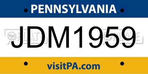 JDM1959 Pennsylvania License Plate
