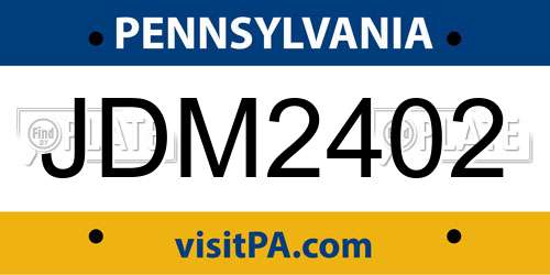 JDM2402 Pennsylvania License Plate