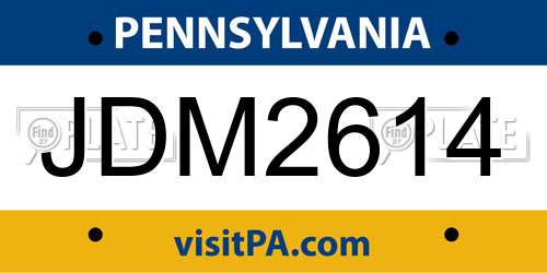 JDM2614 Pennsylvania License Plate
