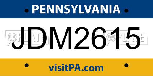 JDM2615 Pennsylvania License Plate