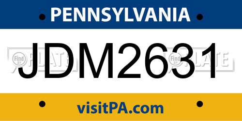 JDM2631 Pennsylvania License Plate