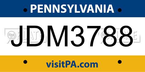JDM3788 Pennsylvania License Plate
