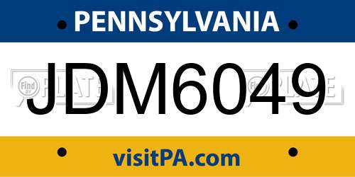 JDM6049 Pennsylvania License Plate