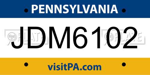 JDM6102 Pennsylvania License Plate
