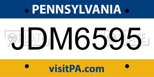 JDM6595 Pennsylvania License Plate