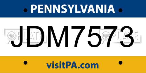 JDM7573 Pennsylvania License Plate