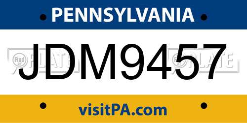 JDM9457 Pennsylvania License Plate