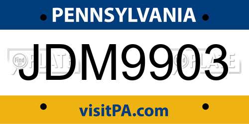 JDM9903 Pennsylvania License Plate