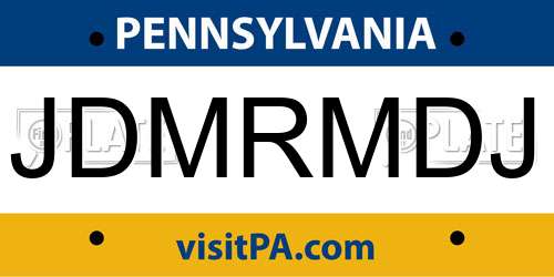 JDMRMDJ Pennsylvania License Plate