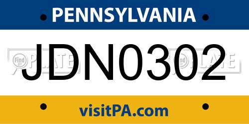 JDN0302 Pennsylvania License Plate