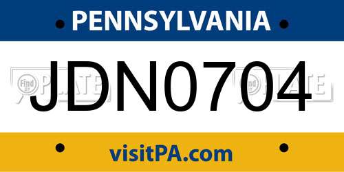 JDN0704 Pennsylvania License Plate