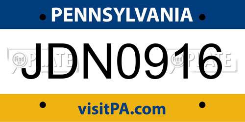 JDN0916 Pennsylvania License Plate