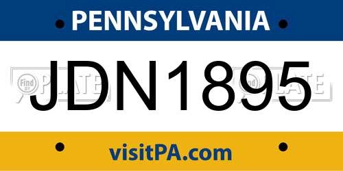 JDN1895 Pennsylvania License Plate