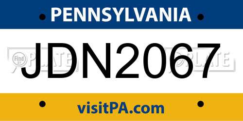 JDN2067 Pennsylvania License Plate
