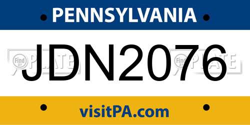 JDN2076 Pennsylvania License Plate