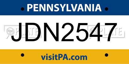 JDN2547 Pennsylvania License Plate