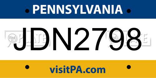 JDN2798 Pennsylvania License Plate