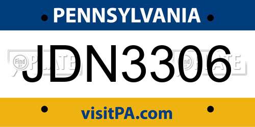 JDN3306 Pennsylvania License Plate