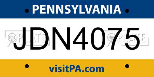 JDN4075 Pennsylvania License Plate