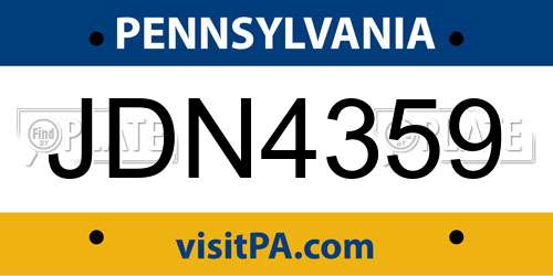 JDN4359 Pennsylvania License Plate