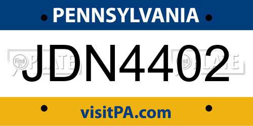 JDN4402 Pennsylvania License Plate