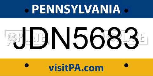 JDN5683 Pennsylvania License Plate