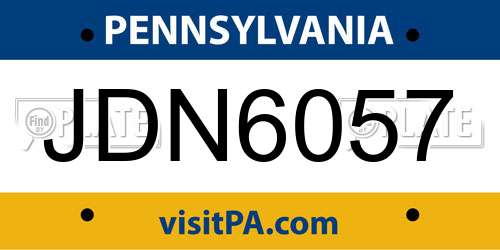 JDN6057 Pennsylvania License Plate