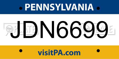 JDN6699 Pennsylvania License Plate
