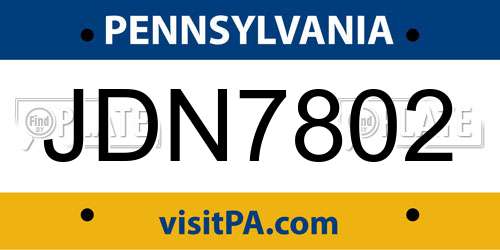 JDN7802 Pennsylvania License Plate