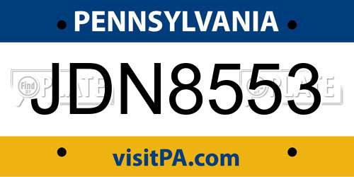 JDN8553 Pennsylvania License Plate