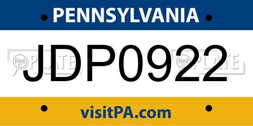 JDP0922 Pennsylvania License Plate