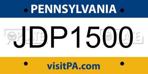 JDP1500 Pennsylvania License Plate