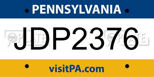 JDP2376 Pennsylvania License Plate