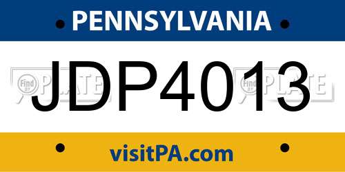 JDP4013 Pennsylvania License Plate