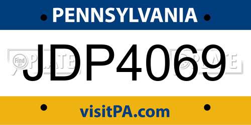 JDP4069 Pennsylvania License Plate