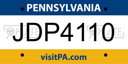 JDP4110 Pennsylvania License Plate