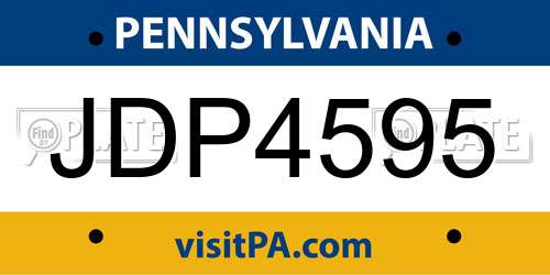 JDP4595 Pennsylvania License Plate