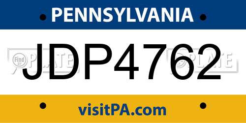 JDP4762 Pennsylvania License Plate