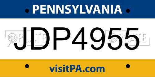 JDP4955 Pennsylvania License Plate