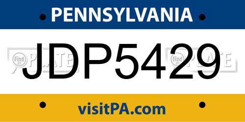 JDP5429 Pennsylvania License Plate